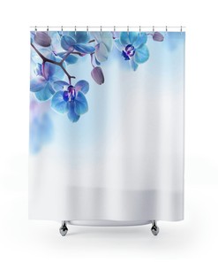 Blue Orchid Shower Curtain, Spring Decor, Gift For Mom, Housewarming Gift, Spring Flowers