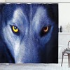 Blue Pale Blue Wolf Shower Curtain, Wild Animal Woodland Fauna Photography Cloth Fabric Decor