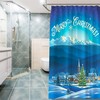Blue Pattern Trees Snowflake Shower Curtain For Bathroom, Snowy Houses