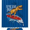 Blue Patterned Dinosaur Shower Curtain That Adds Style And Fun To Your Bathroom