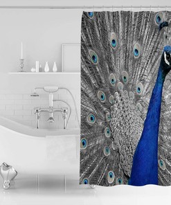 Blue Peacock Beautiful Bird Feathers Print Shower Curtain for Bathroom Decor