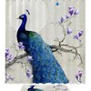 Blue Peacock With Magnolia Print Shower Curtain For Luxurious Bathroom Decor
