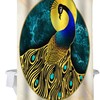 Blue Peacock with Abstract Marble Texture Print Shower Curtains for Bathroom Decor
