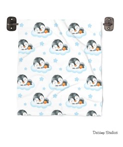 Blue Penguin and Stars Kids Bath Towel for a Fun and Cute Bathroom