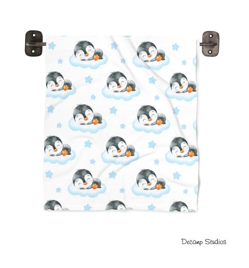 Blue Penguin and Stars Kids Bath Towel for a Fun and Cute Bathroom