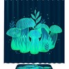 Blue Pink Mushroom Bathroom Set With Waterproof Fabric Shower Curtain