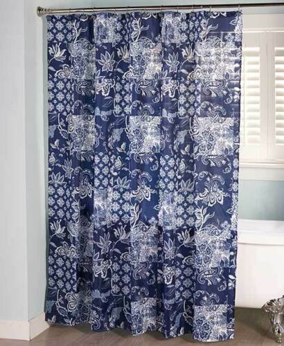 Blue Prescott Croscill Classic Shower Curtain, Floral Design, Hook Accessory Towels - Image 2