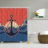 Blue Red Nautical Anchor Beach Fabric Shower Curtain, Digital Art For Bathroom