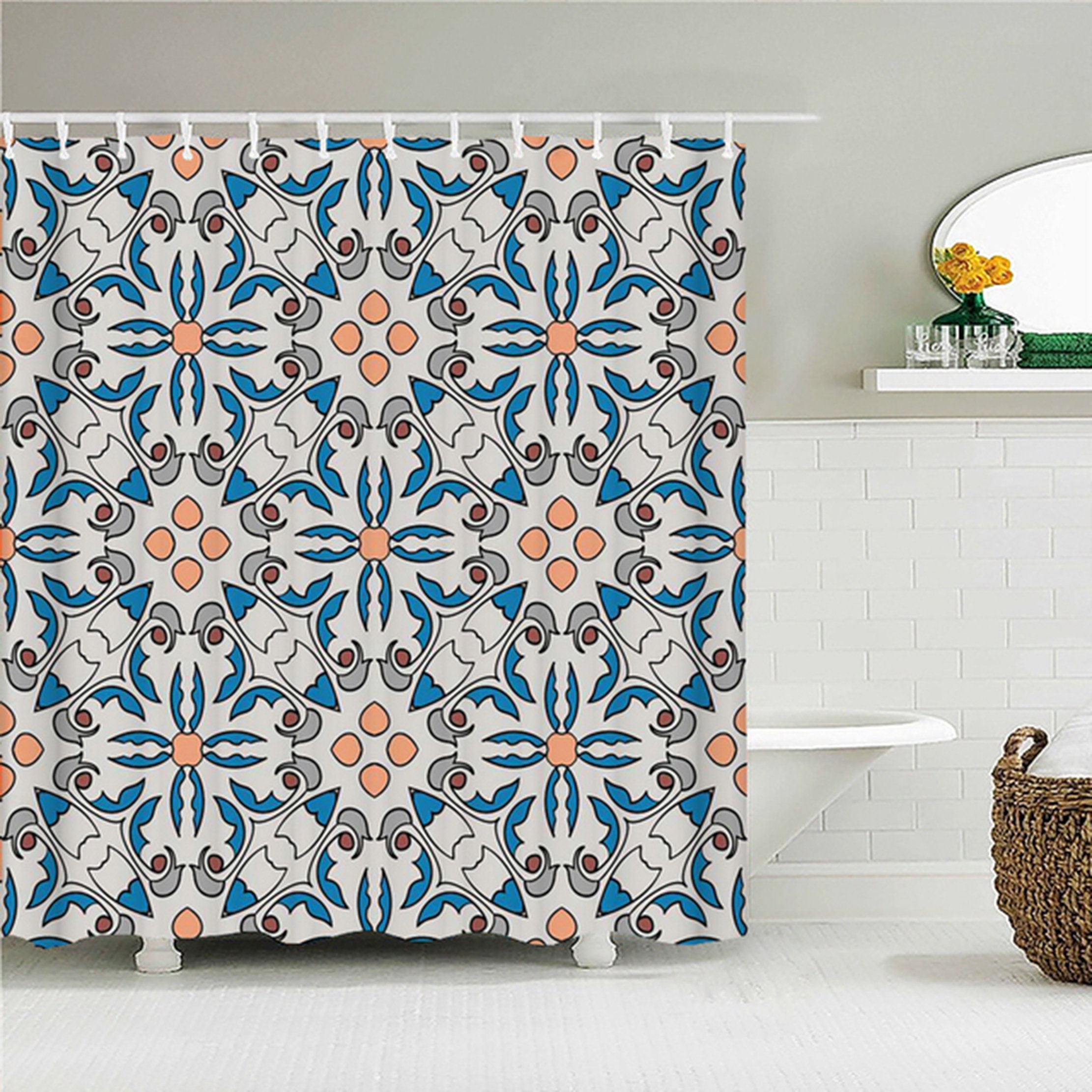 Blue Reef Fish Shower Curtain, Tropical Underwater World, Relaxing Bathroom Decor.