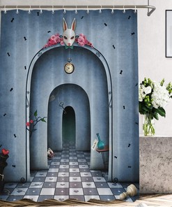 Blue Rose Alice in Wonderland Shower Curtain - Elegant and Gorgeous but Durable Shower Curtain for Your Bathroom