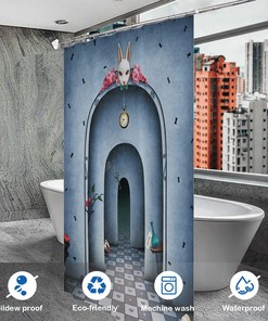 Blue Rose Alice in Wonderland Shower Curtain - Elegant and Gorgeous but Durable Shower Curtain for Your Bathroom