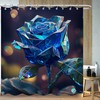 Blue Rose Botanical Shower Curtain, Modern 3D Theme Style, Minimalist Bath Decor