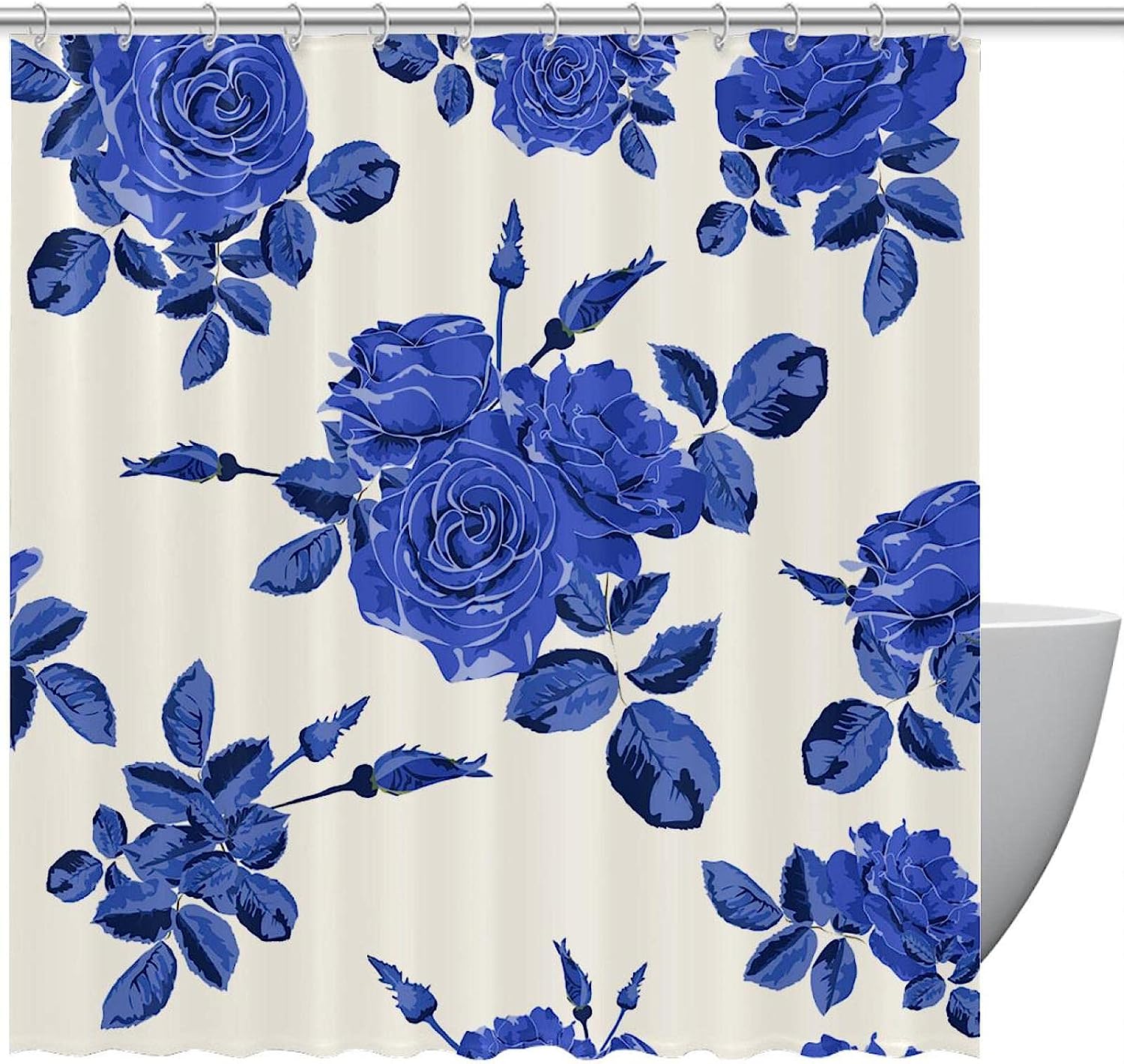 Blue Rose Plant Elegant Shower Curtain for Bathroom Decor