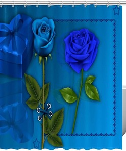Blue Rose Vintage Shower Curtains for Bathroom
