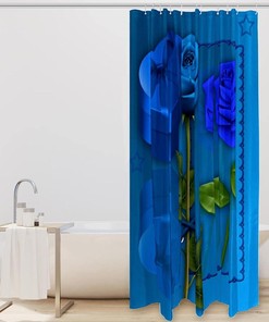 Blue Rose Vintage Shower Curtains for Bathroom