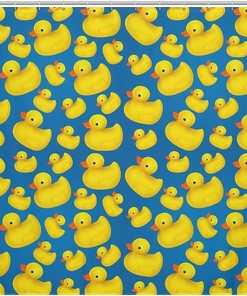 Blue Rubber Duck Shower Curtain, Waterproof with Metal Grommets