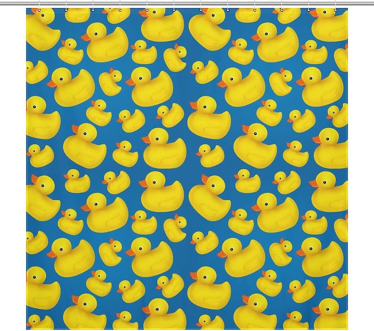 Blue Rubber Duck Shower Curtain, Waterproof with Metal Grommets