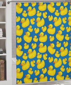 Blue Rubber Duck Shower Curtain, Waterproof with Metal Grommets
