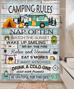 Blue Rules Waterproof Small Shower Curtain For Camper Bathroom