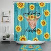 Blue Rustic Board Cow Sunflower Farmhouse Shower Curtain, Bathroom Decoration