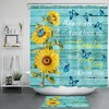 Blue Rustic Plank Butterfly Flowers Sunflower Shower Curtain, Bathroom Accessories