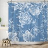 Blue Rustic Rose Peony Flower Retro Floral Renaiss Shower Curtain for Bathroom Decor
