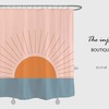 Blue Sea And Sunrise Shower Curtain, Pink And Abstract Design, Water-Resistant Fabric