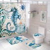 Blue Sea Bathroom Shower Curtain, Hippocampus Design with Nautical Accessories 