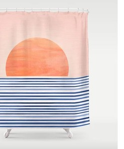 Blue Sea Sunset Shower Curtain - Personalized Sizes, Waterproof and Washable, Perfect for Your Bath Decor