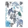 Blue Sea Turtle Small Shower Curtain, Water-Resistant Fabric, Bath Rv Camper