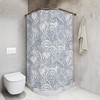 Blue Seashell Boho Pattern Fabric Print Shower Curtain, Bathroom Decoration