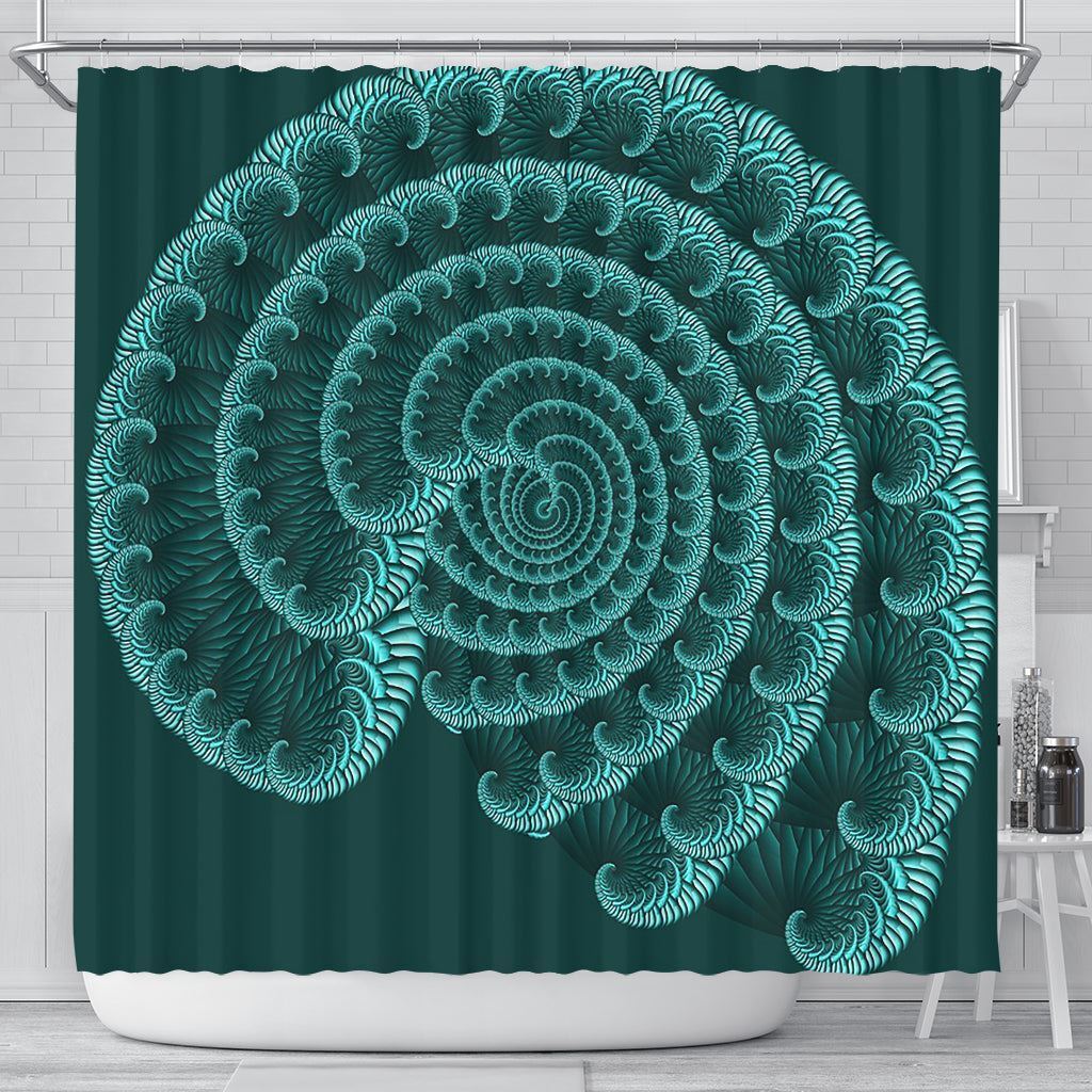 Blue Seashell Shower Curtain, Coastal Bathroom Decor