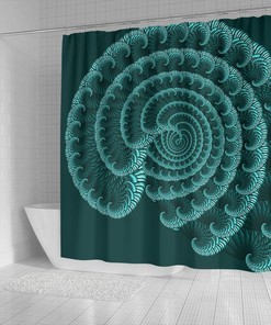 Blue Seashell Shower Curtain, Coastal Bathroom Decor