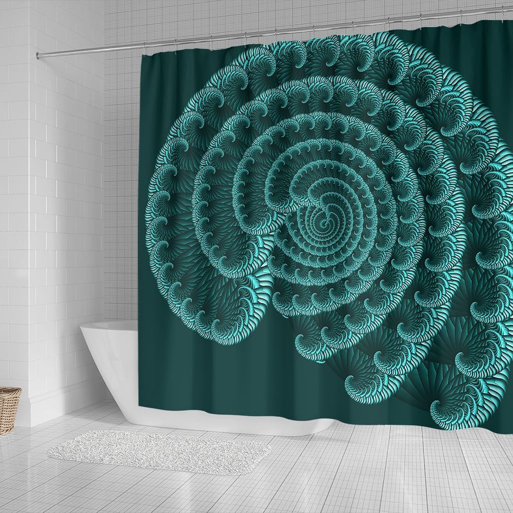 Blue Seashell Shower Curtain, Coastal Bathroom Decor