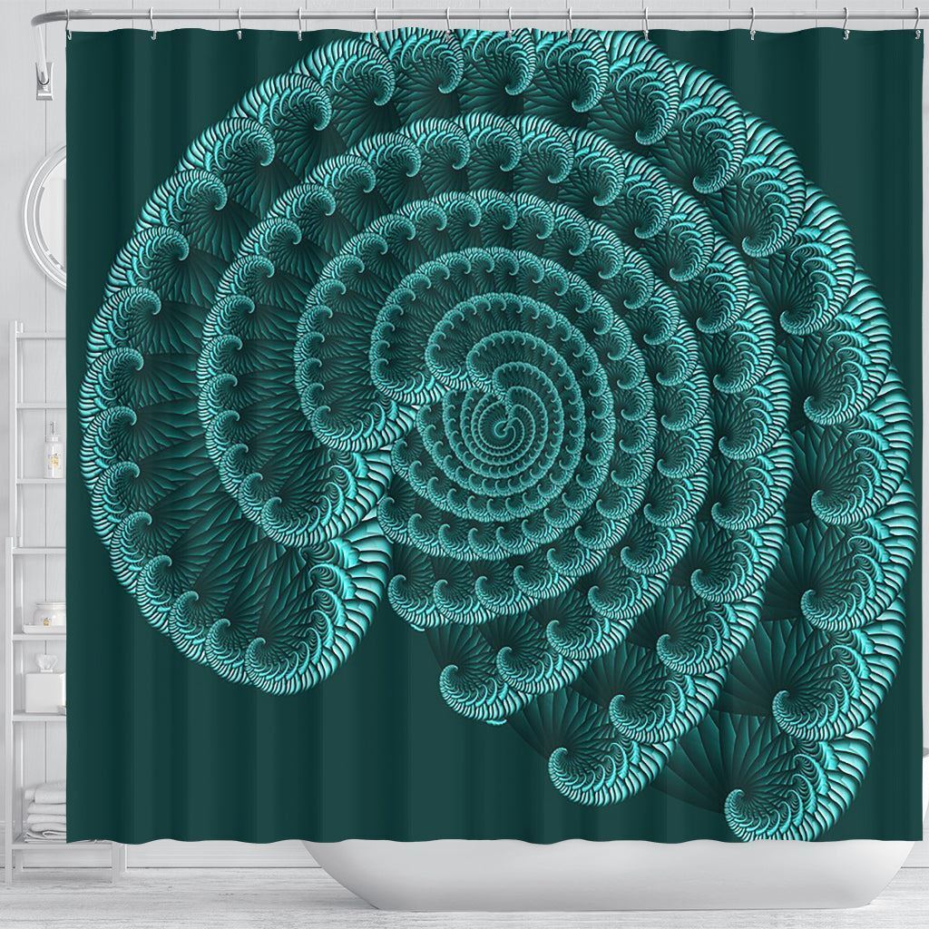 Blue Seashell Shower Curtain, Coastal Bathroom Decor