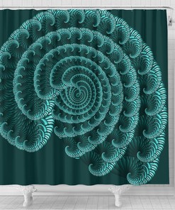 Blue Seashell Shower Curtain, Coastal Bathroom Decor