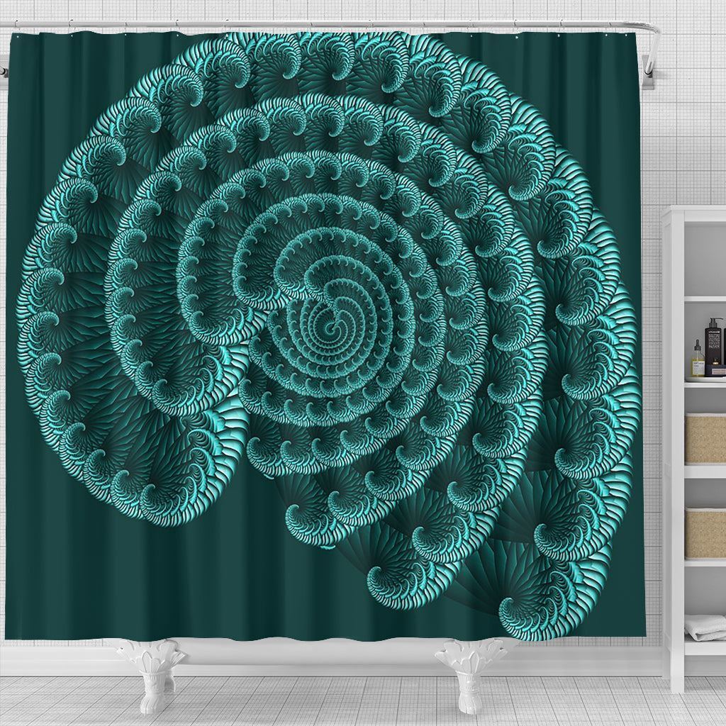Blue Seashell Shower Curtain, Coastal Bathroom Decor