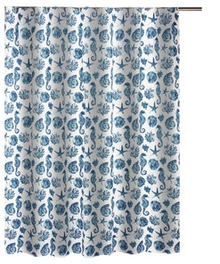 Blue Seashells Print Shower Curtain - Riga Microfiber Bathroom Decor