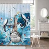 Blue Shark Cat Shower Curtain - A Playful And Fierce Bathroom Accessory For Kids