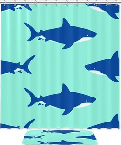 Blue Shark In The Sea Unique Shower Curtain Design For A Nautical Experience 