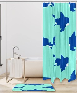 Blue Shark In The Sea Unique Shower Curtain Design For A Nautical Experience