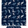 Blue Sharks Pattern Navy Background Shower Curtain, Waterproof Fabric, Bathroom Accessories