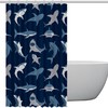 Blue Sharks on Black Shower Curtain - Waterproof Bath Stall Size for Hotel Bathroom Curtains