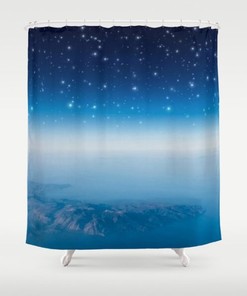 Blue Shower Curtain with Sky and Stars for a Dreamy and Magical Atmosphere