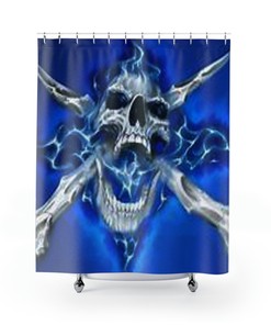 Blue Skull Shower Curtain For A Biker Chic Look