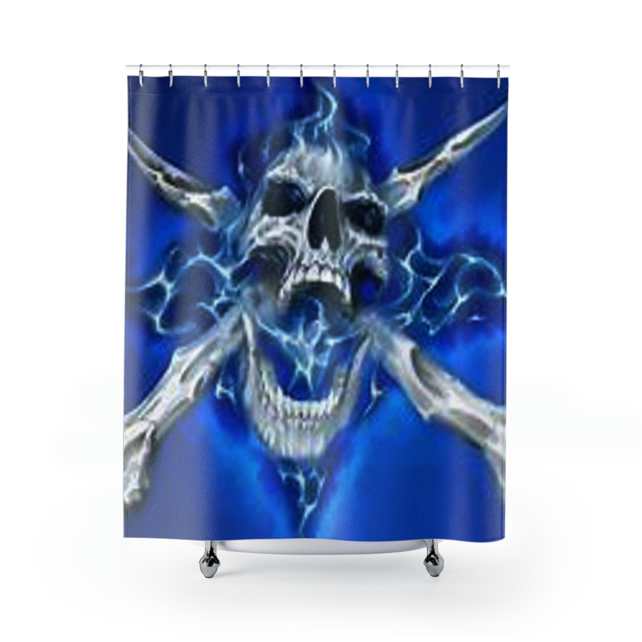 Blue Skull Shower Curtain For A Biker Chic Look