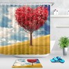 Blue Sky Cloud Red Heart Tree Shower Curtain for Bathroom Decor