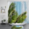 Blue Sky and Clouds Tropical Palm Leaf Shower Curtain, Waterproof for Bathroom Decor 