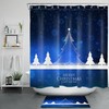 Blue Snowflake Abstract Xmas Tree Shower Curtain - Modern Bathroom Decor
