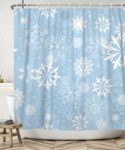 Blue Snowflake Christmas Holiday Shower Curtain for The Winter Wonderland